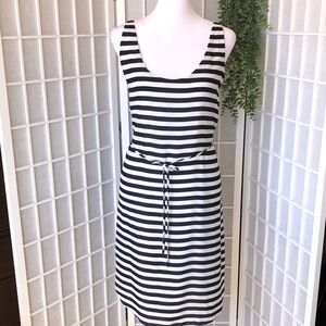 Loft Women’s Sleeveless Navy Blue & White Striped Shift Dress. Like New. M